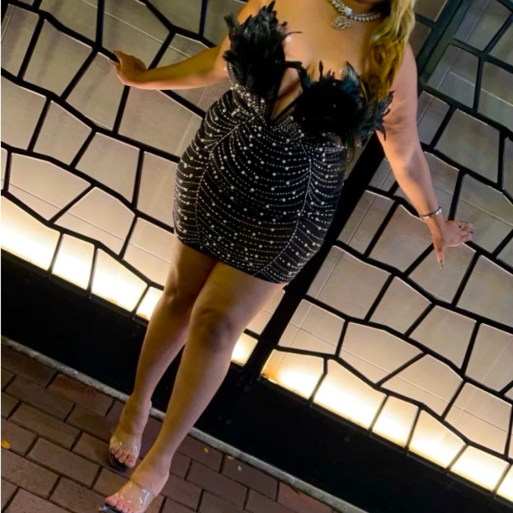 Black feather dress